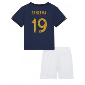 Baby Fußballbekleidung Frankreich Karim Benzema #19 Heimtrikot WM 2022 Kurzarm (+ kurze hosen)